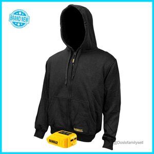 Heated Hooded Jacket Utility Work Outerwear Long Sleeve Straight Fit Polyester